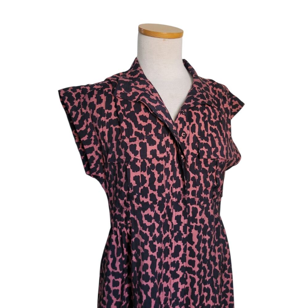 Maye Amelie Leopard Print Midi Shirt Dress XS Effortless Chic Streetwear Casual